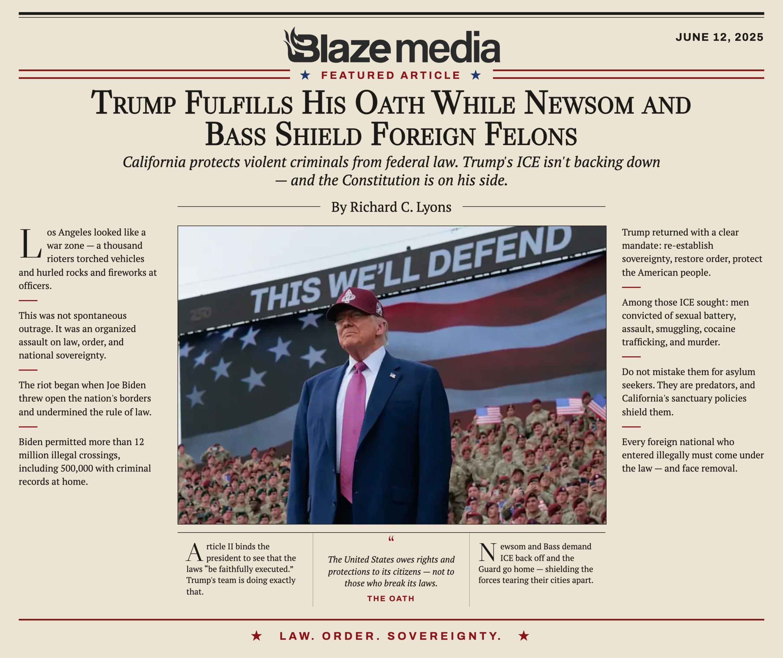 Trump fulfills his oath while Newsom and Bass shield foreign felons