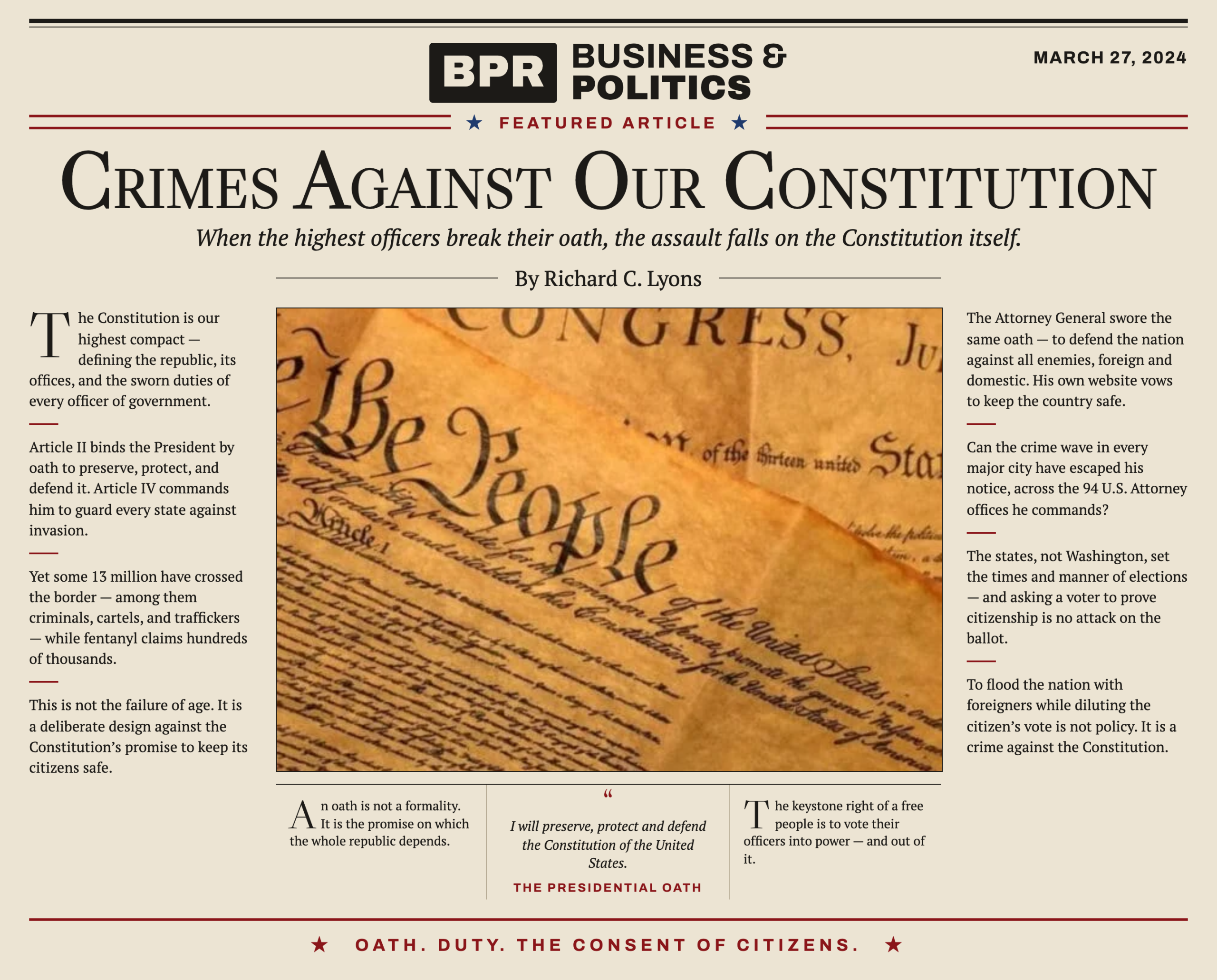 Crimes against our Constitution